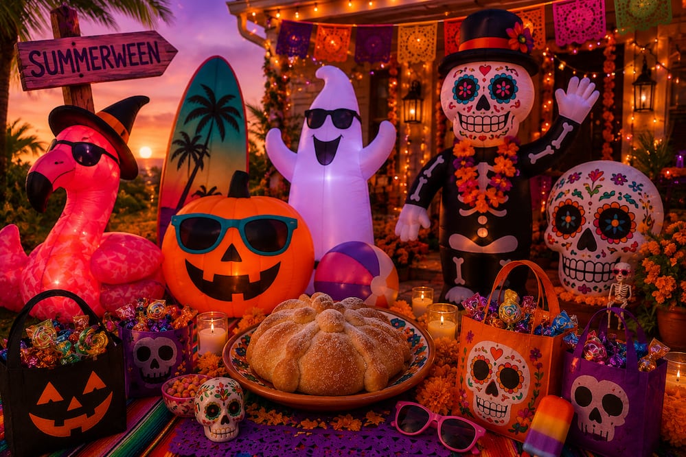 Summerween 2026 adelanta Halloween y Día de Muertos. Foto: Generada con IA