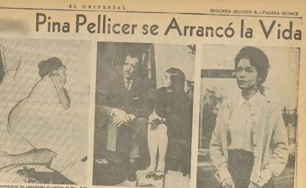 EL UNIVERSAL informó sobre la muerte de  la actriz Pina Pellicer el 11 de diciembre de 1964. 
Hemeroteca EL UNIVERSAL.