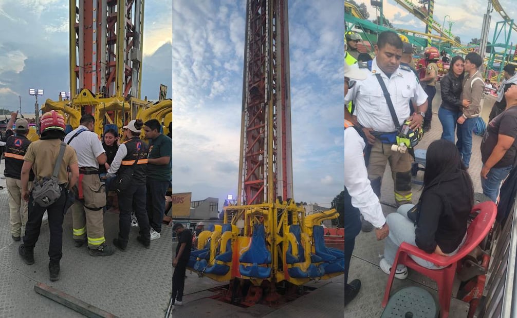 Bomberos acudieron al lugar, subieron por la propia estructura del juego mecánico para liberar a las personas atrapadas.
Foto: Especial.
