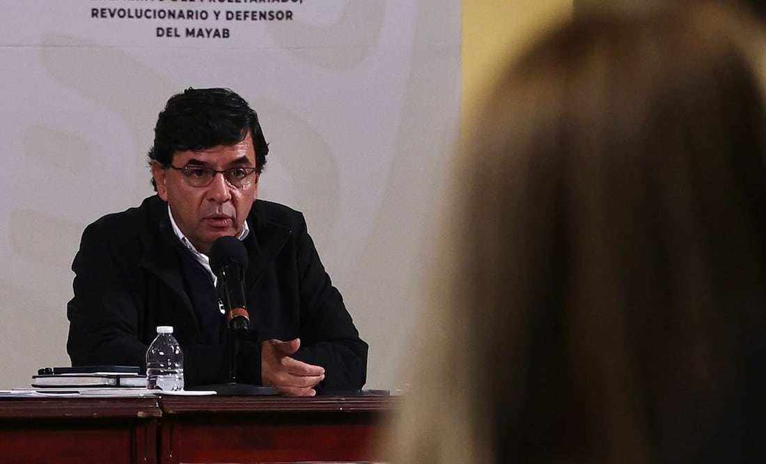 Jesús Ramírez Cuevas, vocero de presidencia, en conferencia de prensa por el robo de información de periodistas/ Foto: Berenice Fregoso. EL UNIVERSAL