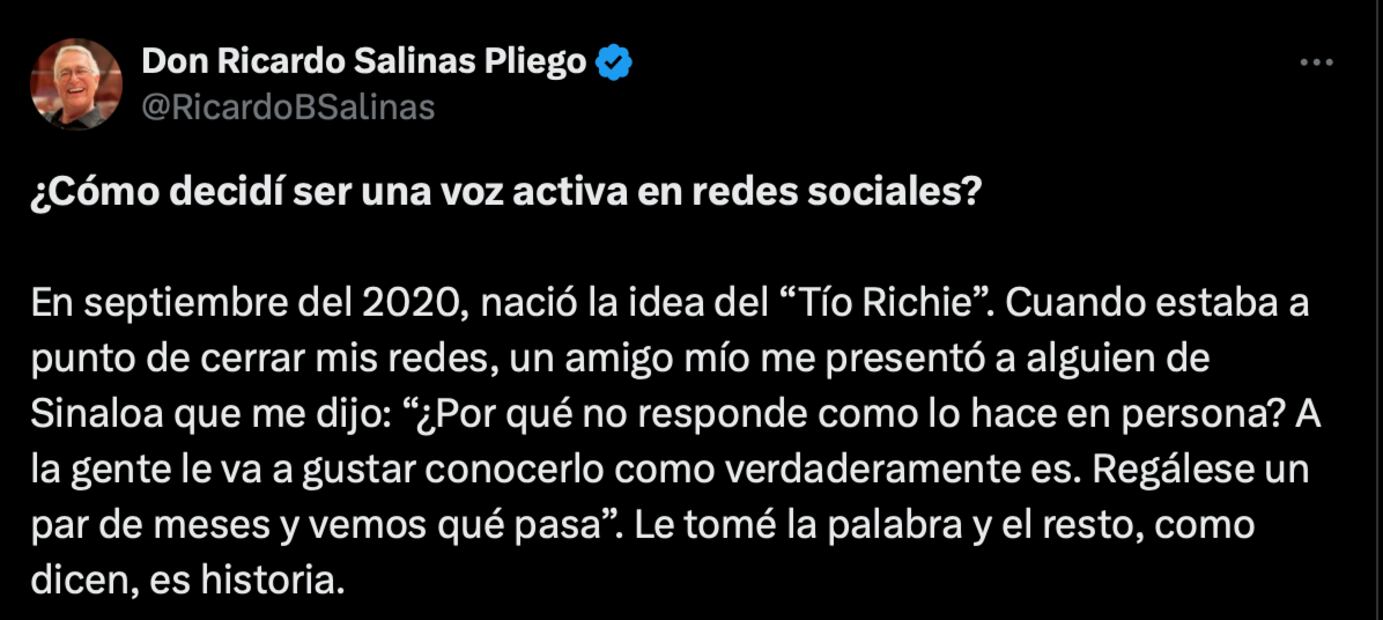 Salinas Pliego revela cómo decidió ser una voz activa en redes sociales. Foto: Captura de pantalla