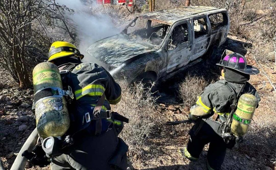 Grupo armado balea a presuntos pescadores e incendian su auto en Baja California Sur (02/12/2024). Foto: Especial