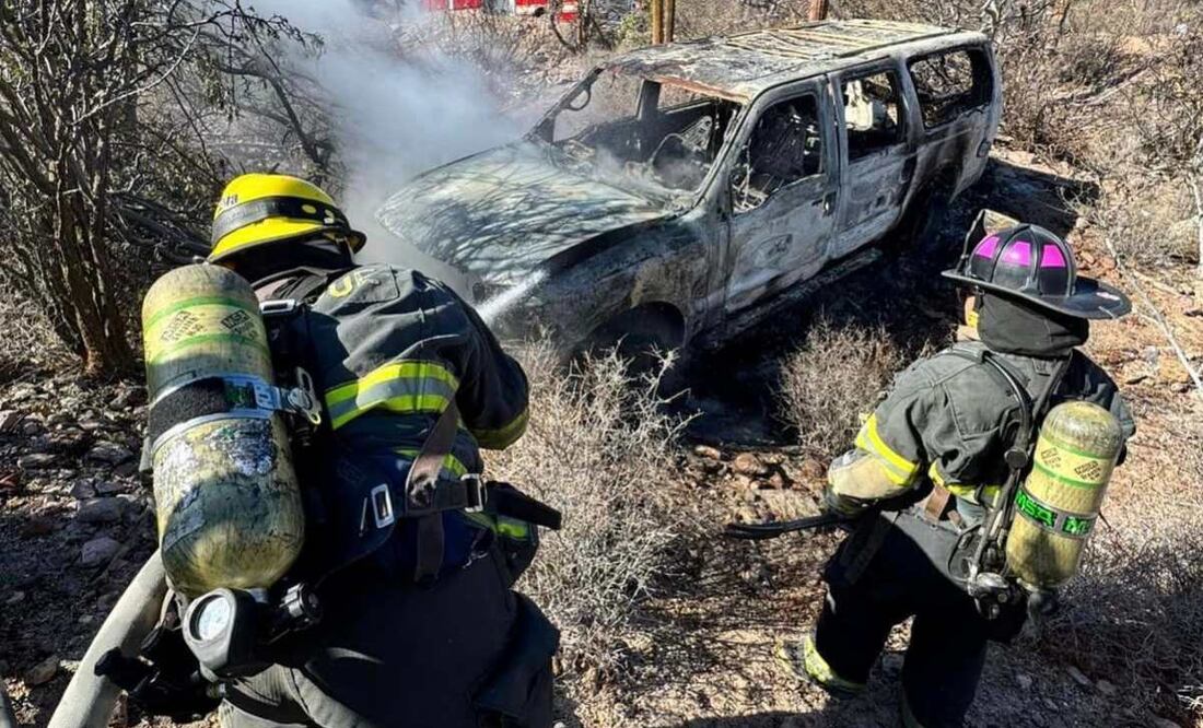 Grupo armado balea a presuntos pescadores e incendian su auto en Baja California Sur (02/12/2024). Foto: Especial