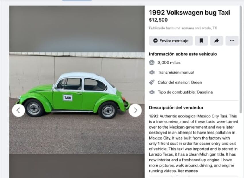 Este Vocho taxi está casi nuevo y a la venta