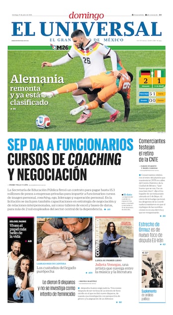 Portada impresa del 21 de junio de 2026