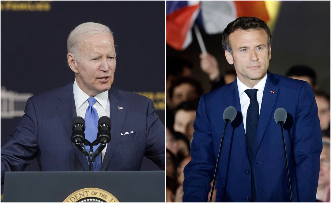 Joe Biden (izquierda) y Emmanuel Macron. Fotos: AP y AFP