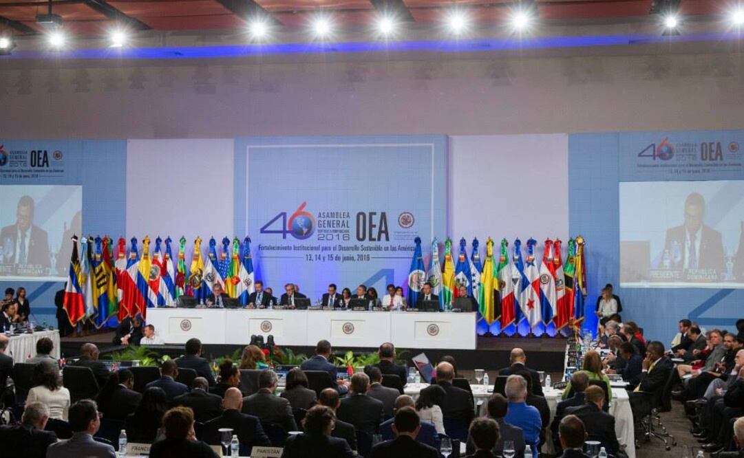 Vista general de la primera plenaria durante la 46 Asamblea General de la Organización de Estados Americanos. Foto: EFE