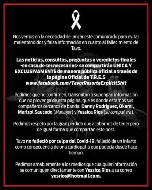 Fallece el cantante de rock Tavo Resorte