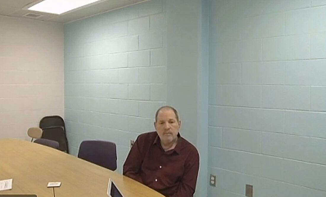 El productor de cine hoy, en audiencia desde la prisión de máxima seguridad Buffalo, en Nueva York. Foto: New York Unified Court System vía AP