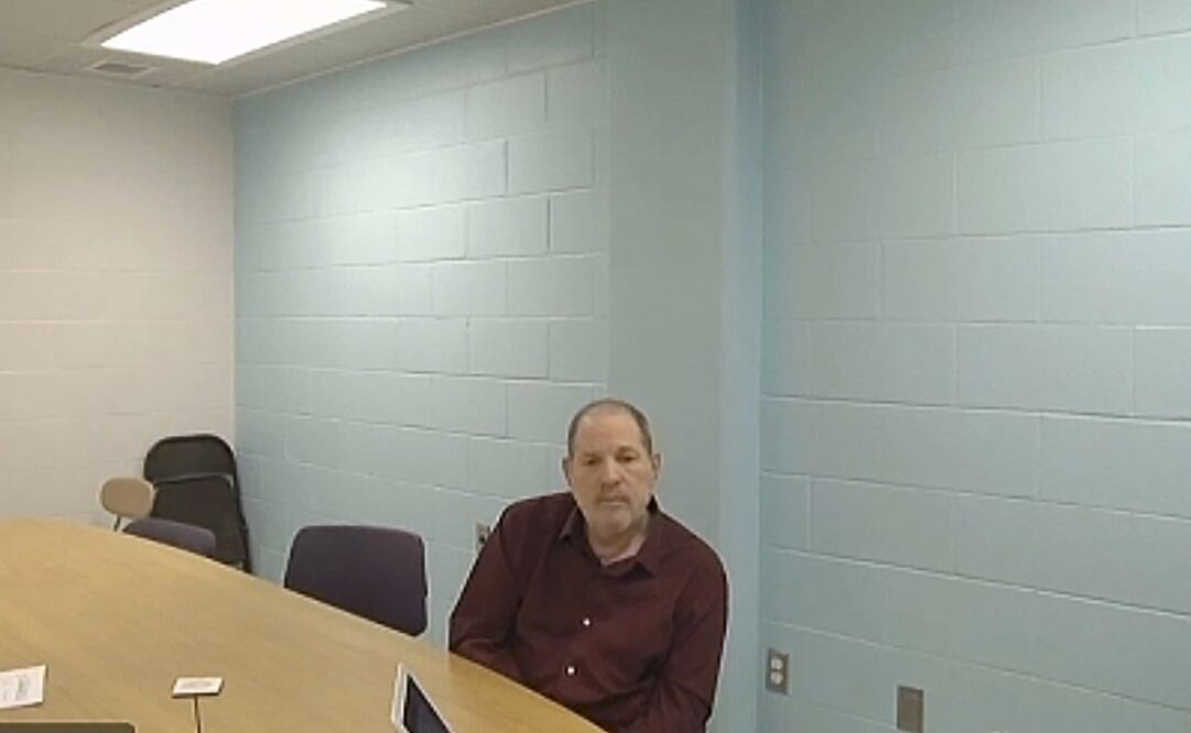 El productor de cine hoy, en audiencia desde la prisión de máxima seguridad Buffalo, en Nueva York. Foto: New York Unified Court System vía AP