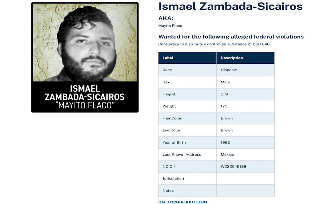 DEA difunde alerta para dar con Ismael Zambada Sicairos. Foto: DEA