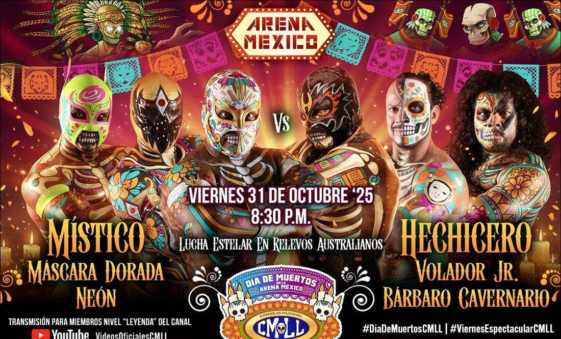 El Día de Muertos será celebrado en las arenas del Consejo Mundial de Lucha Libre. FOTO: @CMLL_OFICIAL