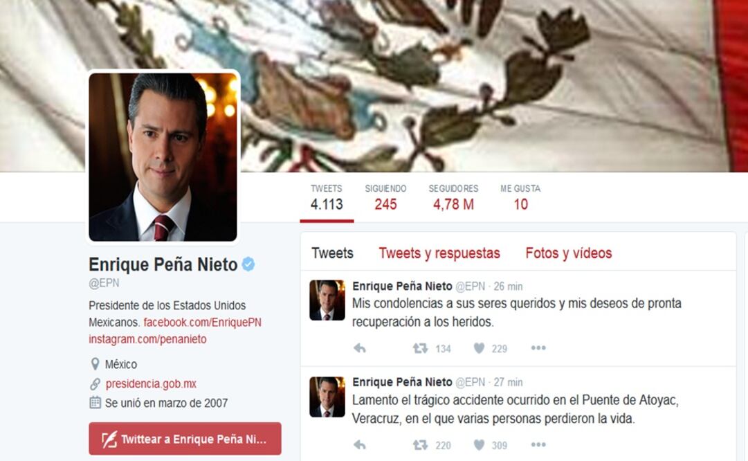 Imagen tomada del Twitter oficial de Enrique Peña Nieto