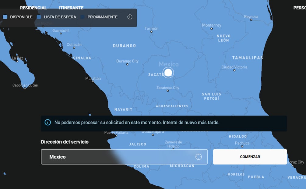 Todo México es compatible con la señal de Starlink, excepto pequeñas regiones. Foto: Starlink