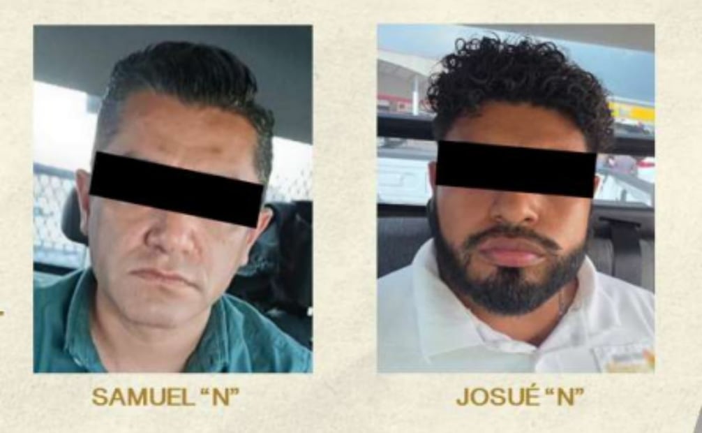 Samuel “N” y Josué Elogio “N”, alias “Viejito”, detenidos por el asesinato de Carlos Manzo. Foto: Especial