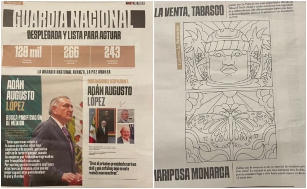 Distribuyen el periódico “Augusto del pueblo”... hasta con cabeza olmeca para colorear