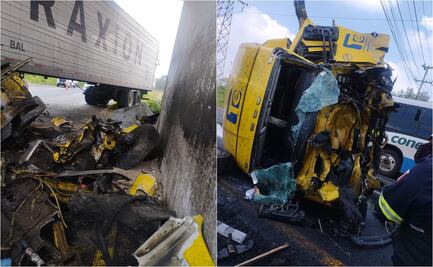 Choque de tractocamión en autopista Pirámides-México paraliza circulación hacia CDMX