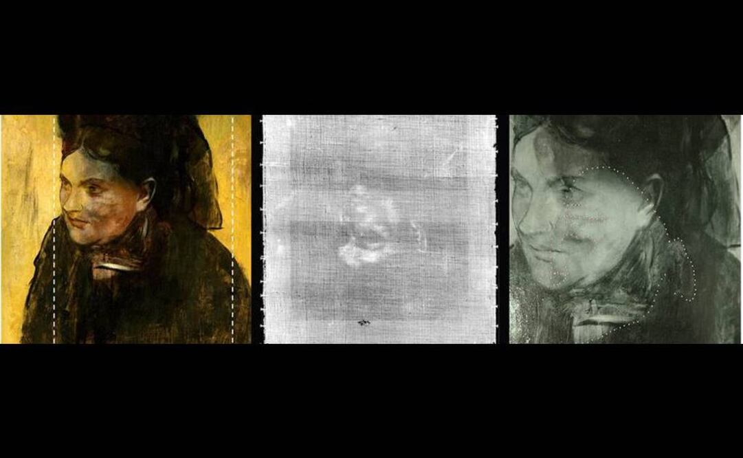 Los especialistas conocían desde hace tiempo que "Retrato de una mujer" estaba pintado sobre otro trabajo, debido a una mancha oscura en el cuadro que se ha hecho más evidente a medida que el óleo ha ido envejeciendo. FOTO: Scientific Reports.