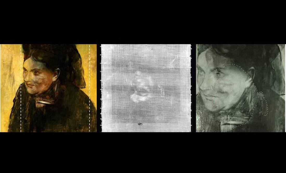 Los especialistas conocían desde hace tiempo que "Retrato de una mujer" estaba pintado sobre otro trabajo, debido a una mancha oscura en el cuadro que se ha hecho más evidente a medida que el óleo ha ido envejeciendo. FOTO: Scientific Reports.