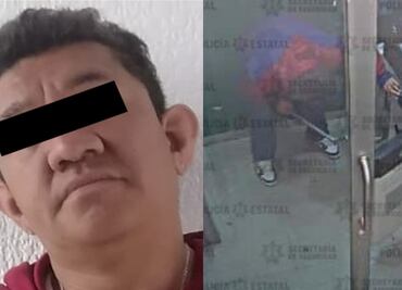 Cae sujeto que pretendía abrir cajero automático con un tubo dentro de una plaza comercial