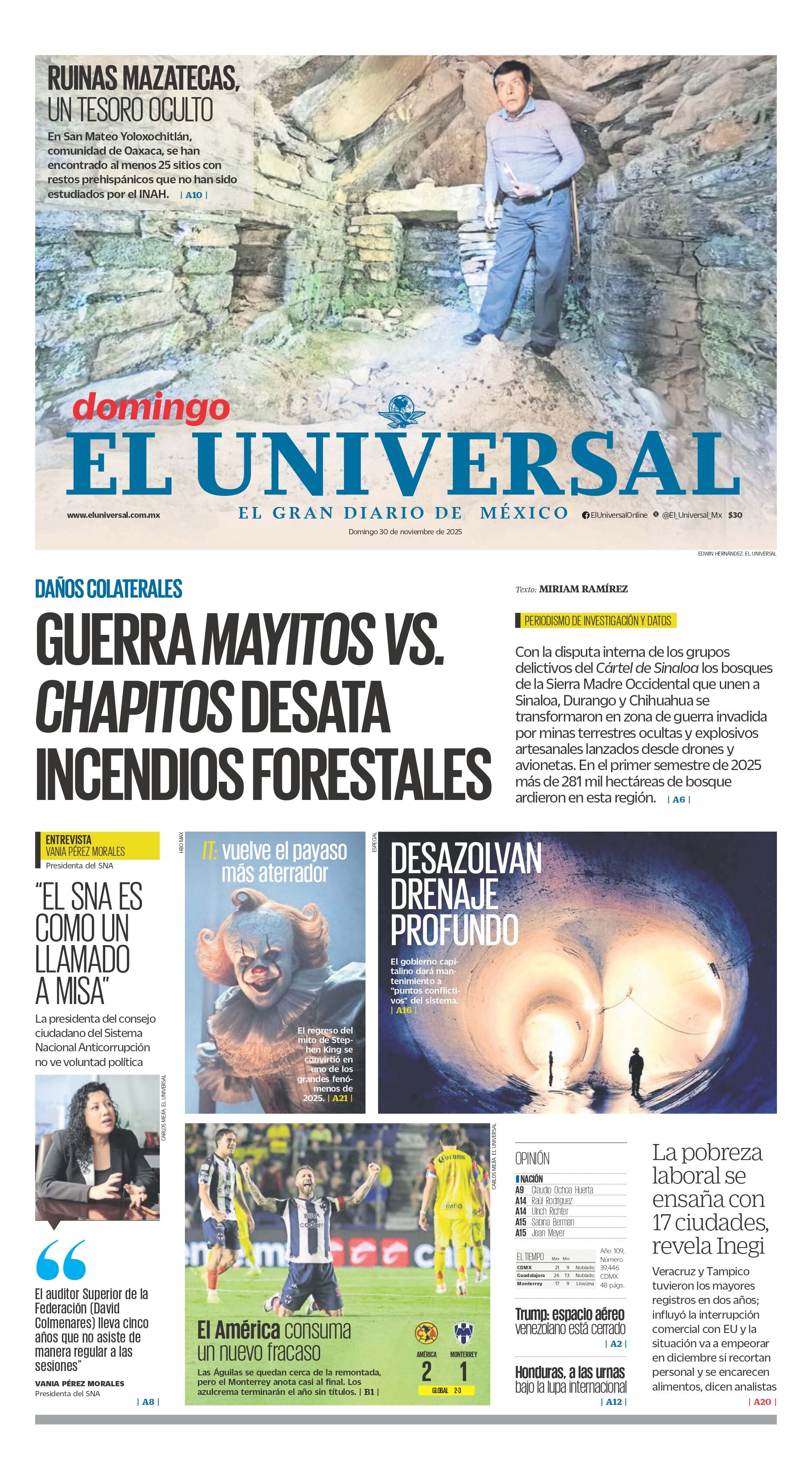 Portada impresa del 30 de noviembre de 2025