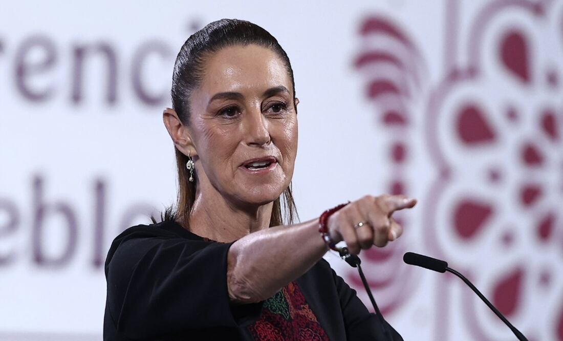 La presidenta Claudia Sheinbaum Pardo durante la mañanera del 27 de agosto de 2025. Foto: Berenice Fregoso/EL UNIVERSAL