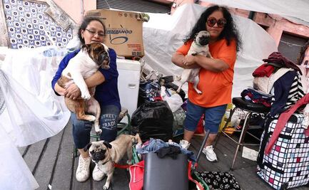 No sin mis perros; vecinas desalojadas de República de Cuba pernoctan en la calle por que hotel no acepta mascotas