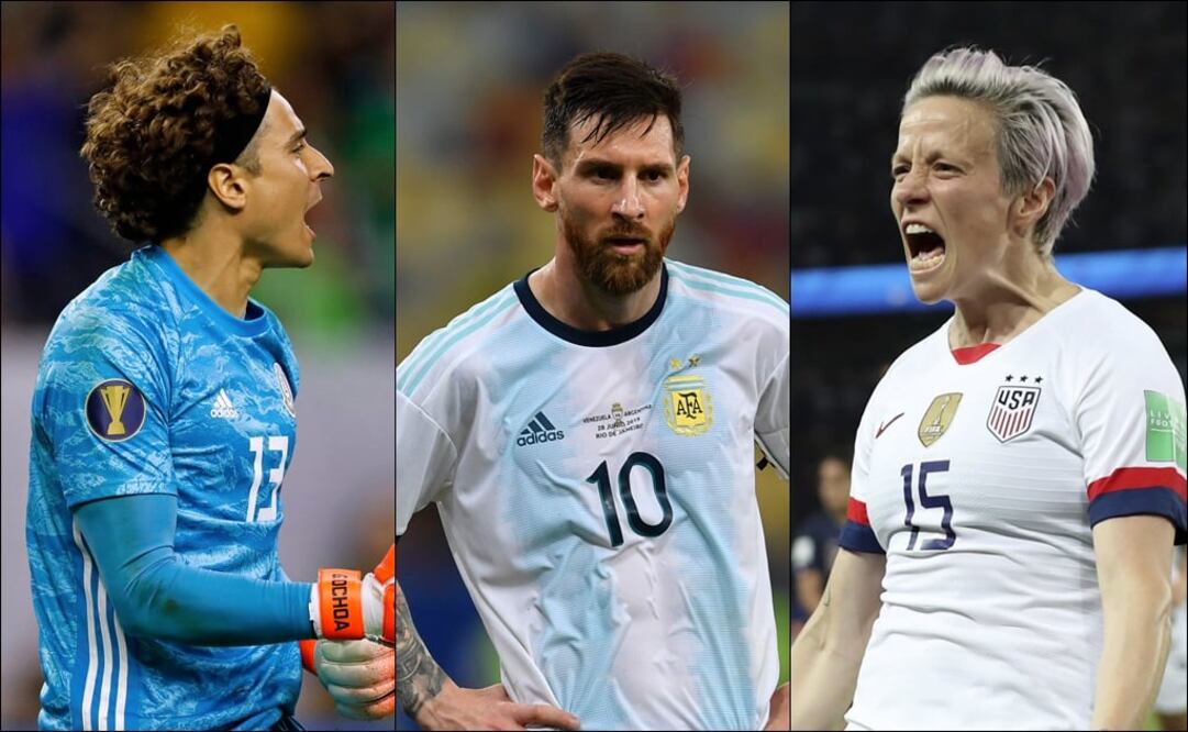 Guillermo Ochoa, Lionel Messi y Megan Rapinoe. Foto: Especial / Agencias