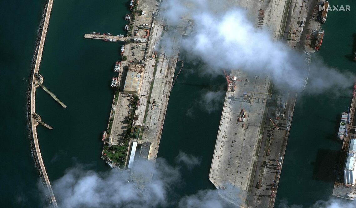 Esta imagen satelital publicada por Maxar Technologies el 13 de diciembre de 2024 muestra una descripción general de la base naval rusa en Tartus, en el oeste de Siria. Foto: AFP