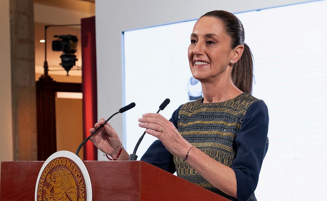 Claudia Sheinbaum Pardo en su conferencia matutina en Palacio Nacional el 10 de junio de 2025. Foto: EFE