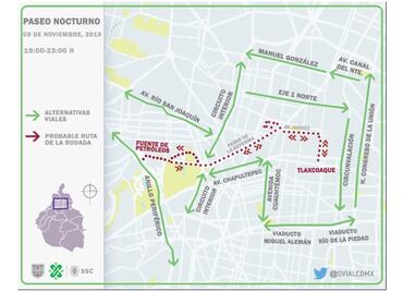 Esta es la ruta del Paseo Nocturno en Bicicleta de este sábado