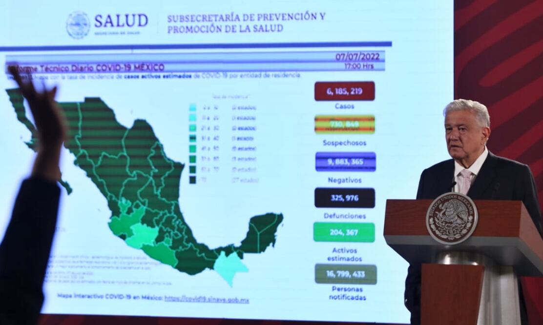 López Obrador llamó a las personas que no se han vacunado contra Covid, a que lo hagan pues señaló que el virus afecta más a aquellas personas que no tienen vacunas. Foto: Carlos Mejía