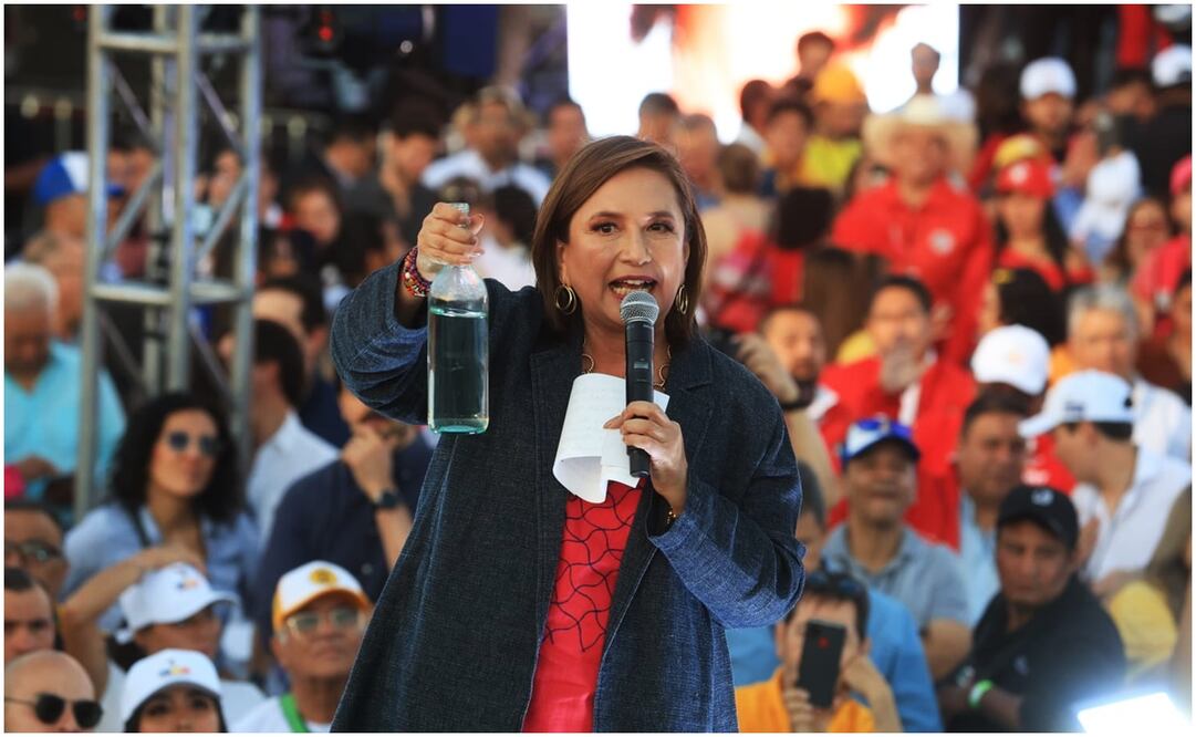 Xóchitl Gálvez acompaña a Santiago Taboada en su mitin y desde allí reta Claudia Sheinbaum. Foto: Gabriel Pano/ EL UNIVERSAL