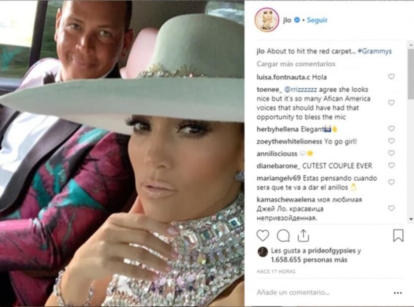 JLO lució un sombrero de charro en los Grammy 2019
