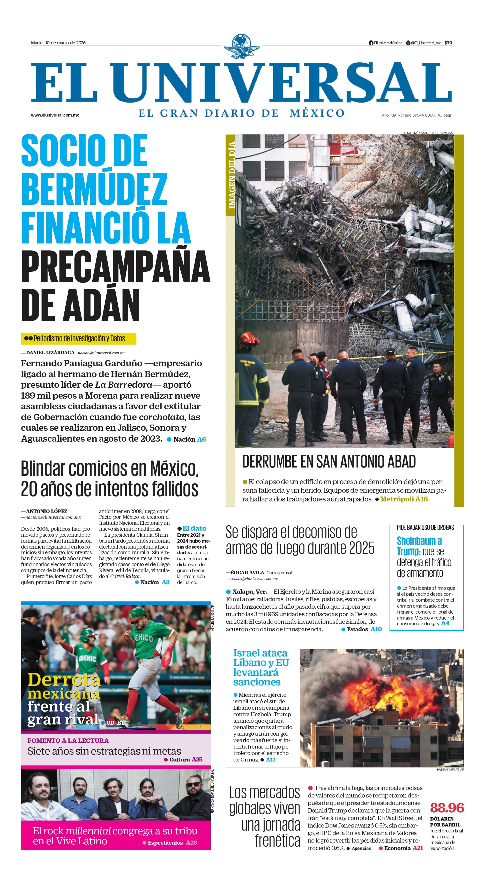 Portada impresa del 10 de marzo de 2026