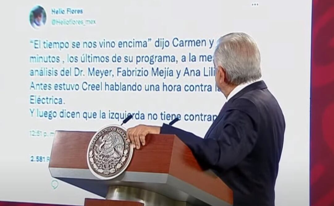 López Obrador exhibió un mensaje en redes sociales del caricaturista de EL UNIVERSAL. Foto: Captura de pantalla 