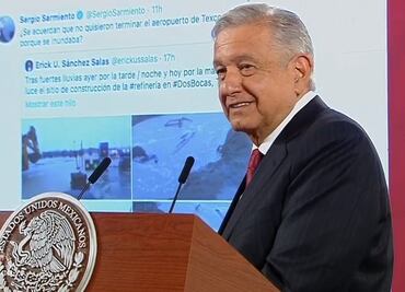AMLO exhibe tuit de Sergio Sarmiento sobre Dos Bocas; “ya no me voy a reír”, dice
