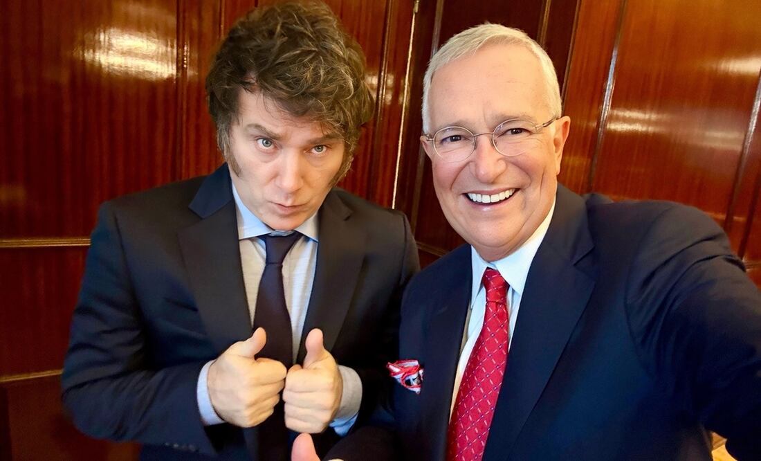 El empresario Ricardo Salinas Pliego junto al presidente de Argentina, Javier Milei. Foto: X