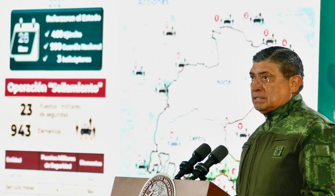 El general Luis Cresencio Sandoval aseguró que entre las causas que provocan la violencia en Zacatecas es la posición geográfica de la entidad. Foto: especial