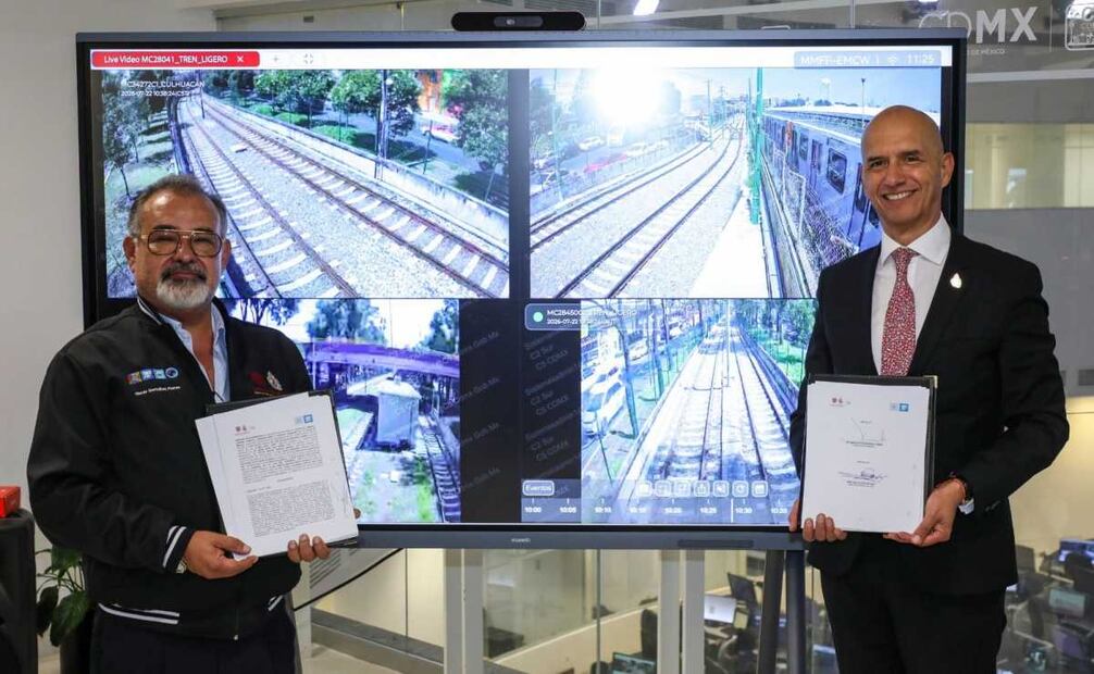 Firman convenio para instalar 56 tótems del C5 en toda la ruta del Tren ligero. Foto: Especial