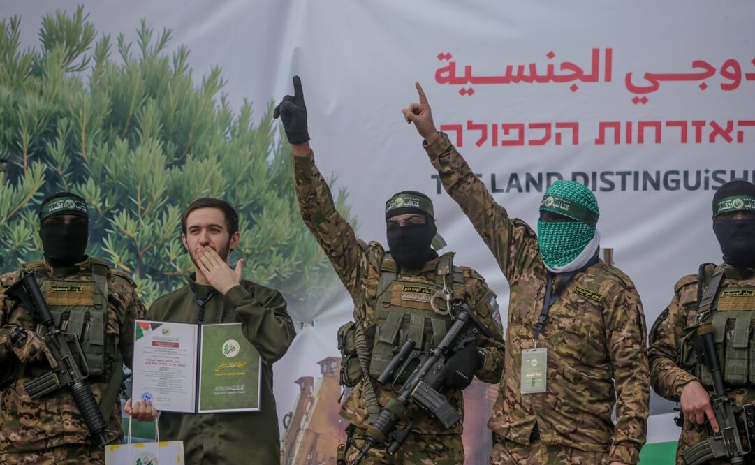 Liberación de rehenes por parte de Hamas en Gaza. Foto: EFE