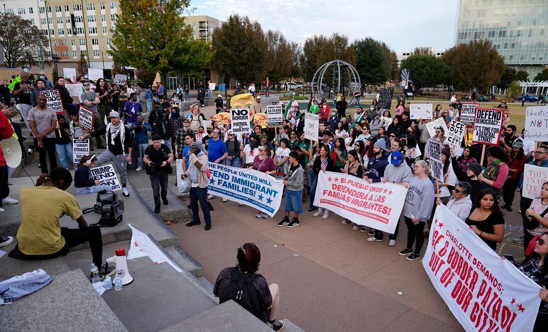 La protesta contra la detención de inmigrantes en Charlotte, Carolina del Norte. FOTO: AP/Archivo