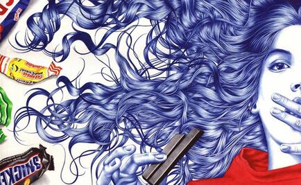 Artista reta a la bulimia armada con bolígrafos