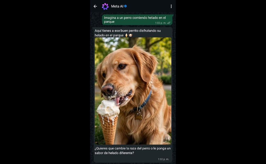 Cómo hacer imágenes con IA desde WhatsApp. Imagen: captura de pantalla