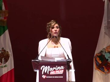 AMLO asiste a segundo informe de labores de Marina del Pilar Ávila, gobernadora de Baja California