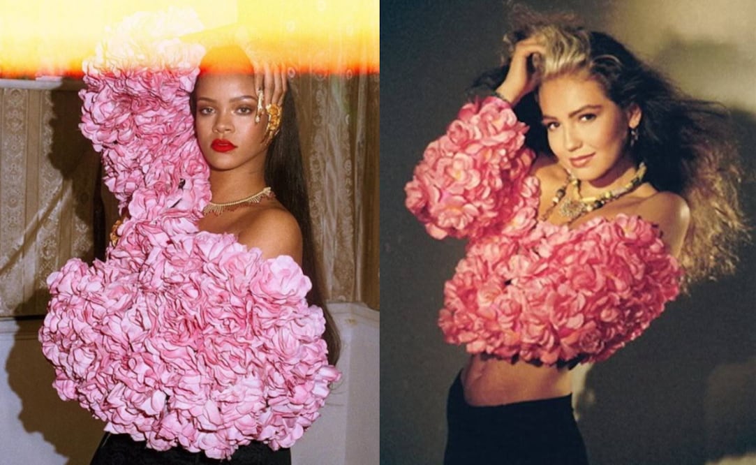 Ambas cantantes lucen un diseño de Rachel London, sin embargo uno fue confeccionado hace más de 25 años. Foto: Instagram / Cortesía