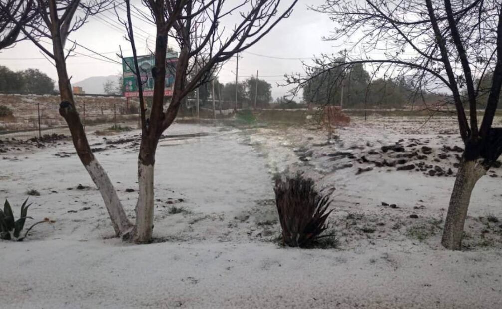 Intensa lluvia y granizo sorprenden a Teotihuacan, Edomex (18/01/2026). Foto: Especial