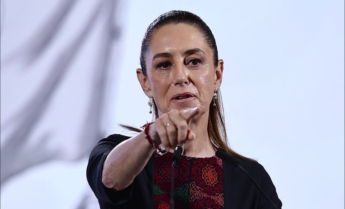 La presidenta Claudia Sheinbaum Pardo durante la mañanera del 27 de agosto de 2025. Foto: Berenice Fregoso/EL UNIVERSAL