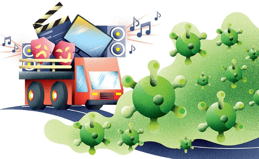 El Covid-19 infectó a la industria del entretenimiento. Ilustración: Daniel Razo