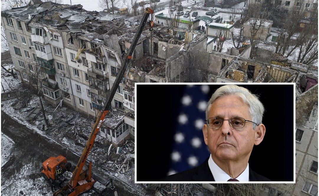 Merrick Garland visitó este viernes la ciudad ucraniana de Leópolis. Foto: AFP y AP